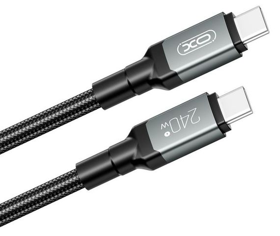 Кабель XO NBQ264A High Power Braided Type-C to Type-C - 240W - 1m Black | Зображення 2
