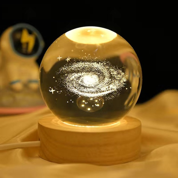 Світлодіодна кришталева куля, декоративна універсальна 3D нічниця, кришталева куля "Супутник" | Зображення 2