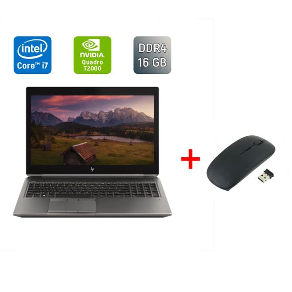 Мобільна робоча станція Б-клас HP zBook 15 G6 / 15.6" (1920x1080) IPS / Intel Core i7-9850H (6 (12) ядер по 2.6 - 4.6 GHz) / 16 GB DDR4 / 256 GB SSD / nVidia Quadro T2000, 4 GB GDDR5, 128-bit / Fingerprint / WebCam / Windows  б/в + Подарунок Миша / USB