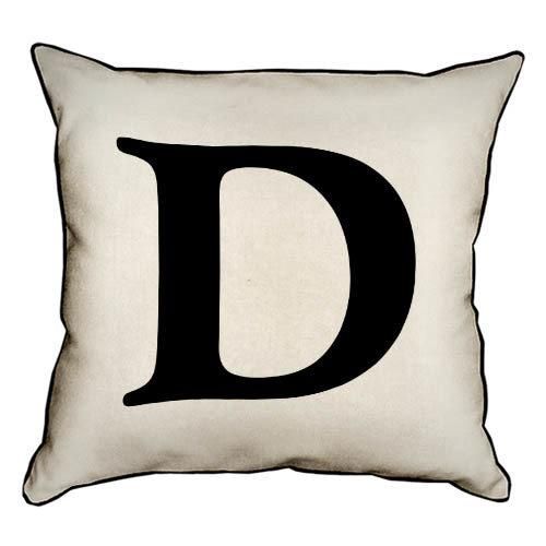 Подушка з мішковини Английская буква D 45x45 см (45PHB_ABC008_WH)