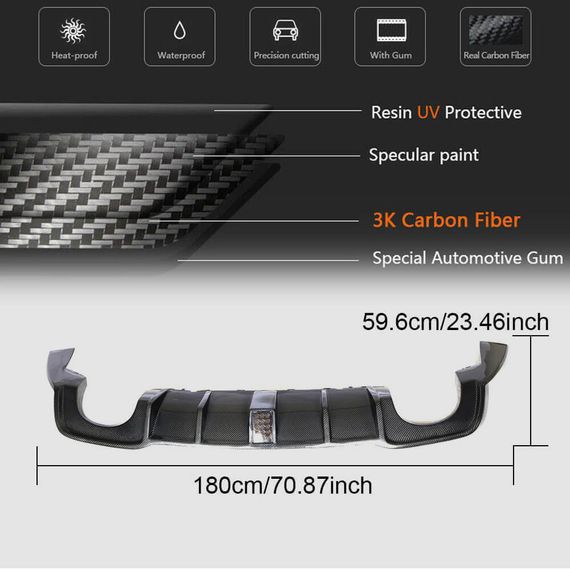 Дифузор заднього бампера З LED стоп-сигналом V2 (для RS3 2017-2019, Карбон) для Ауди A3 рр | Зображення 4