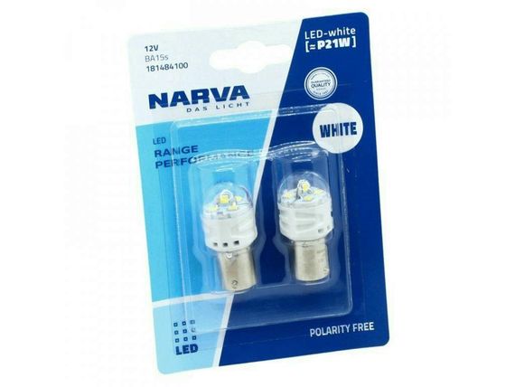 Комплект світлодіодних ламп Narva 18148B2 P21W LED Range Performance 12V BA15s WHITE 6000K (2 шт) | Зображення 2