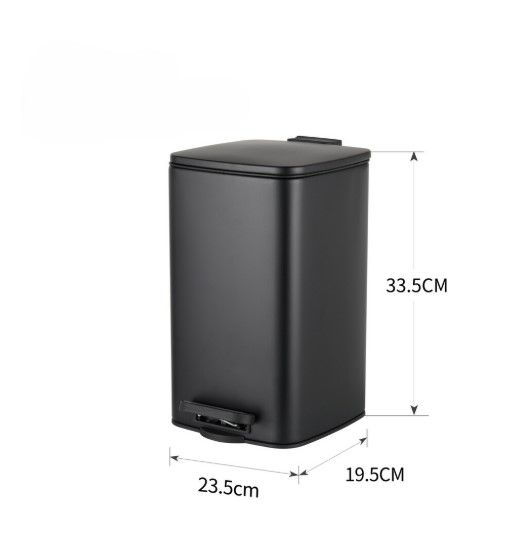 Відро для сміття Zerix Kubix-TC0108 Black з плавним закриттям, квадратне, 8 л, чорний (ZX5892) | Зображення 1