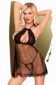 Пеньюар и трусики Penthouse Libido Boost Черный L/XL