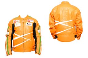 Мотокуртка DAQINESE (шкірзам) (size:M, жовтогаряча)