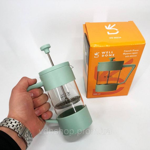 Заварний чайник скляний з ручкою, Френч-прес з поршнем, Скляний чайник для кави та чаю QL-45 | Зображення 7