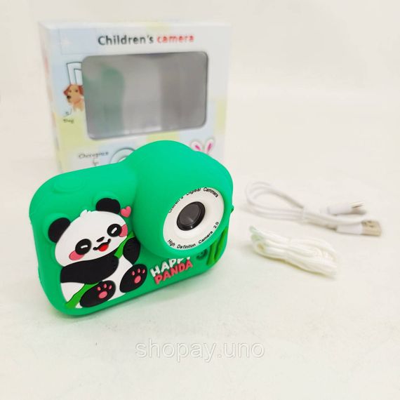 Детский фотоаппарат M03 Panda Green, 2.0" IPS, фото 3264×2448, видео 1080p, игры, рамки, 400mAh | Зображення 1