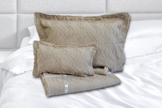 Покривало з бахромою Kayra 240х260 см Dolores капучіно | Зображення 3