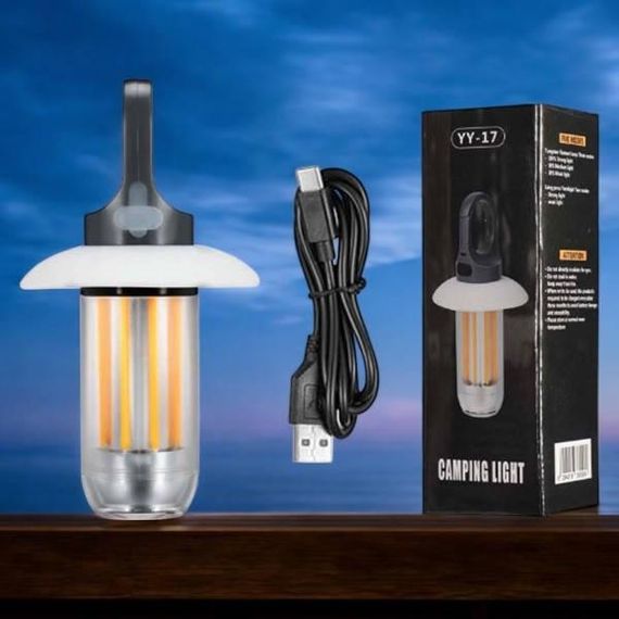 Ліхтарик підвісний акумуляторний кемпінговий з вольфрамовими лампами YY-17-LED+4 Чорний