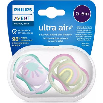 Пустышка Philips AVENT Ultra Air, 0-6 міс. 2 шт (SCF085/59) | Зображення 2