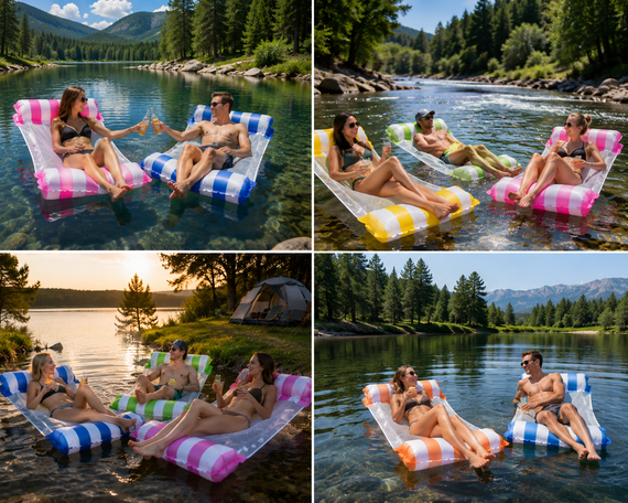 Надувной водный гамак, плот / Матрас для плавания Pool Loungers / Гамак для плавания с надувными камерами | Зображення 2
