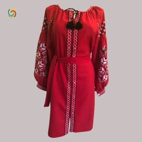 Платье Украинская вышиванка 22728 цвет красный размер XL/XXL
