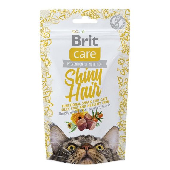 Лакомства Brit Care Cat Snack Shiny Hair для красоты шерсти у котов 50 гр