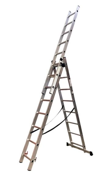 Драбина алюмінієва трисекційна GTM KME308 3x8 сходинок 2.18-4.88м (KME308) (39945)