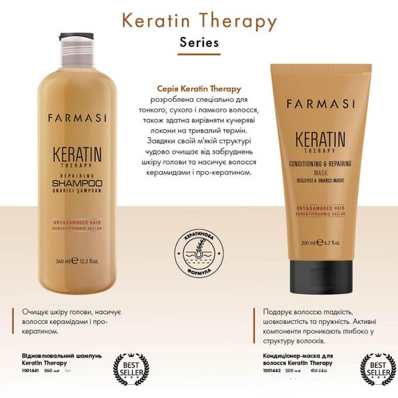 Сироватка для волосся Keratin Therapy з кератином Farmasi 30 мл | Зображення 3