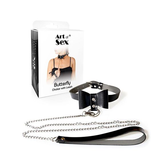 Чокер с поводком Art of Sex - Butterfly черный, экокожа sexstyle | Зображення 2
