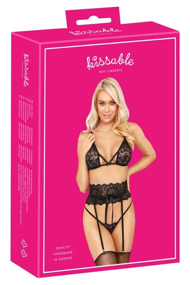 Комплект білизни Suspender Set black S/M | Зображення 4