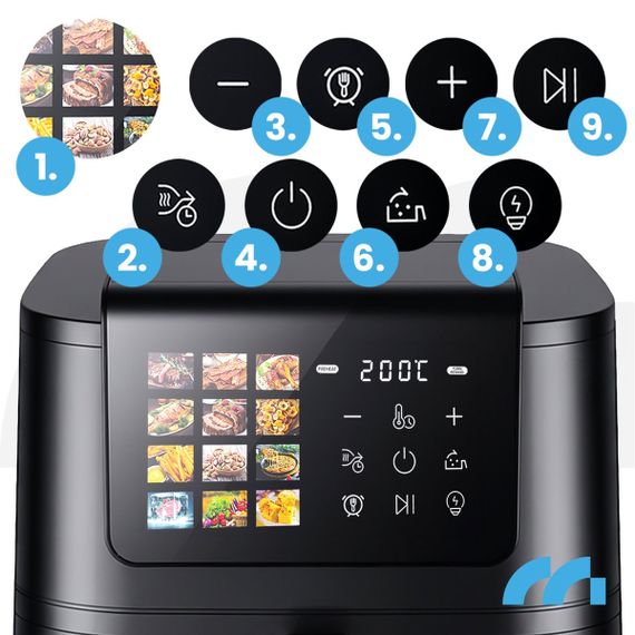 Мультипіч Maltec AirFryer2000W-8LB, 8 л, аерофритюрниця без олії з віконцем і підсвіткою | Зображення 3