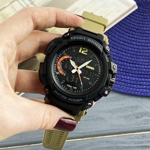 Skmei 1343 Black-Khaki Wristband | Зображення 1