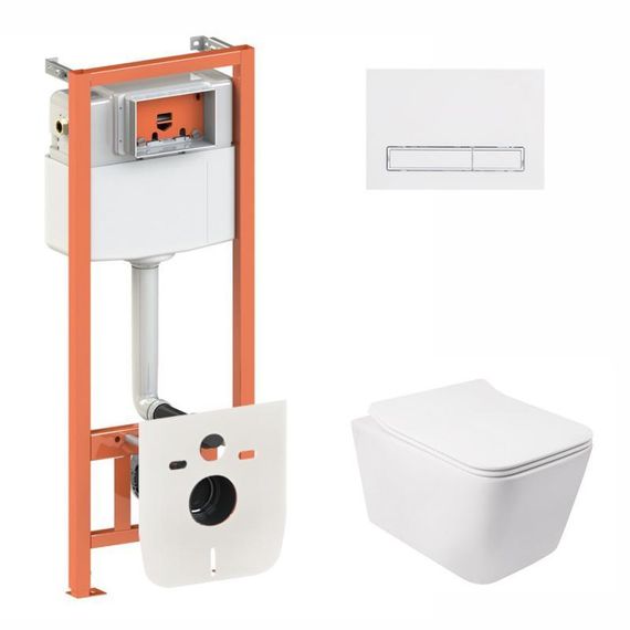 Готове рішення Qtap для ванної кімнати: підвісний унітаз Crow Rimless 520х360х290 + комплект інсталяції Nest 4 в 1 (лінійна