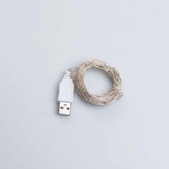 Гірлянда роса 10 метрів USB на 100 led світлодіодів крапля на білому дроті біла | Зображення 6
