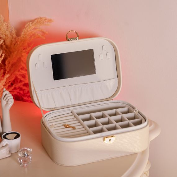 Скринька для прикрас з еко шкіри 2 яруси із замком органайзер для ювелірних виробів | Зображення 7