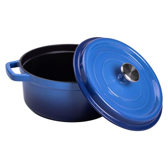 Каструля чавунна емальована 3 л з кришкою Ø24 см Синя | Зображення 2