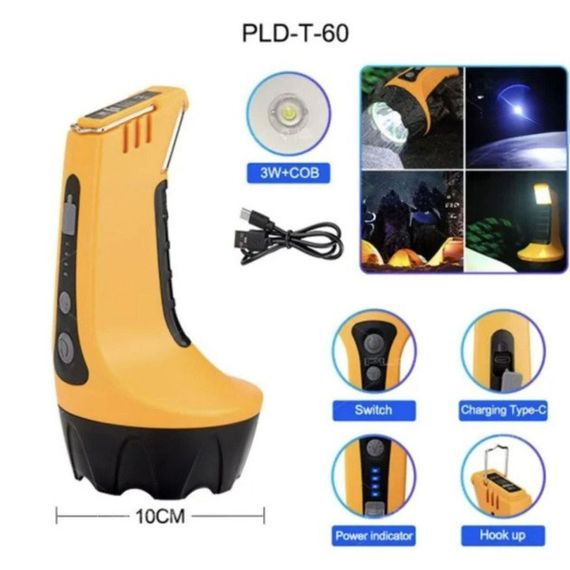 Акумуляторна лампа для кемпінгу T60-3W-COB, Ліхтар переносний для кемпінгу з акб Лампа якісна ZO-22 | Зображення 6