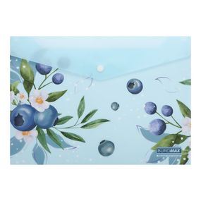 Папка-конверт А4 на кнопці BLUEBERRY ARABESKI морська хвиля BM.3943-17 BUROMAX матовий напівпрозорий пластик (4823126816296)