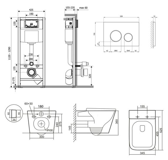 Набір Qtap Nest 4 в 1 підвісний унітаз Tern Ultra Quiet 525x345x360 + комплект інсталяції QT17332303AW47509 | Зображення 2