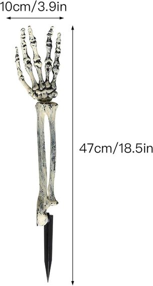 Руки скелета 2 шт на кольях в землю 47 см, жуткий декор двора газона помещений для Хэллоуина, руки зомби | Зображення 2