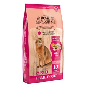 Сухий корм Home Food для дорослих котів Індичка та лосось Здорова шкіра та блиск шерсті 10кг