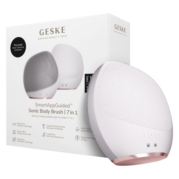Ультразвукова щітка для тіла та інтенсивний пілінг GESKE Sonic Body Brush&Intensive Exfoliator 7в1 starlight, Бежевий