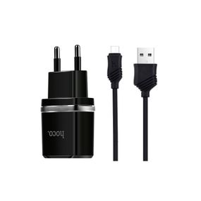 Набор СЗУ HOCO C12 Smart + кабель Micro,2xUSB,2.4A,кабель 1м,Black,Blister