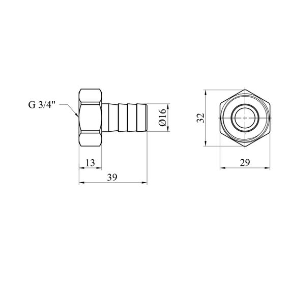 Штуцер Karro 3/4" РВ, D=16 мм нікельований KR-820 | Зображення 1