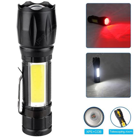 Фонарь W601-XPE(red)+COB(white) PN-49