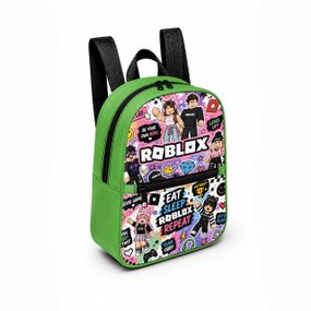Дитячий міні-рюкзак зелений з принтом Roblox для дівчинки 28×24×10 см міні-сумка дитяча (5245)