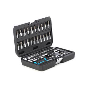 Набор насадок (инструментов) торцевых c трещоткой CrV 1/4 (90Т) (46шт) APRO