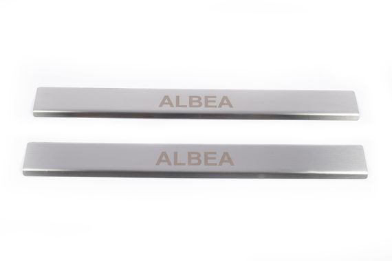 Накладки на дверные пороги Carmos (2 шт, нерж.) для Fiat Albea 2002-2024 гг | Зображення 1