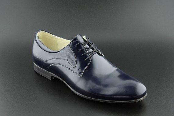 Туфлі дербі сині лаковані - 42 розмір