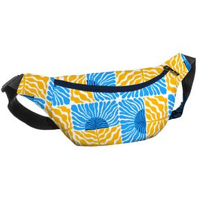 Сумка на пояс бананка Bumbag Голубые цветы и желтые листья 27x16 см (BB_22S017_TSI)