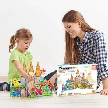 Конструктор магнітний DINOSAUR SET з 8 фігурками динозаврів PTQ13/28848 PICASSO TILES, 38 деталей, у коробці | Зображення 2