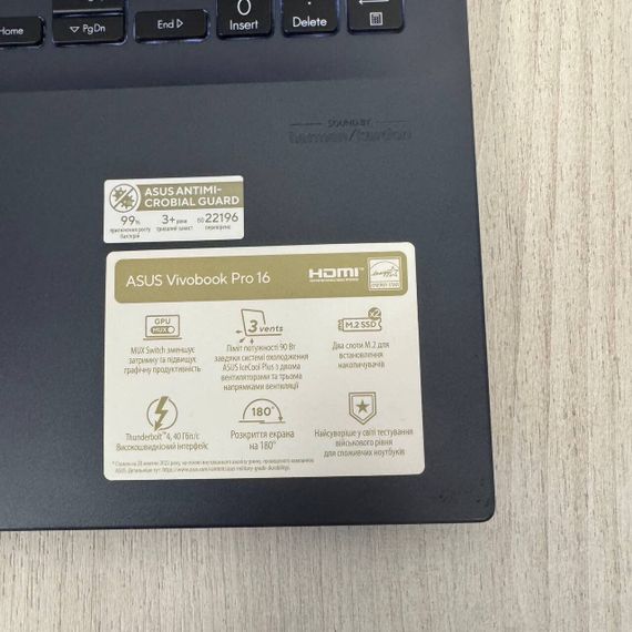 Игровой ноутбук Б-класс Asus VivoBook Pro 16 K6602 / 16" (1920x1200) IPS / Intel Core i5-13500H (12 (16) ядер по 3.5 - 4.7 GHz) / 16 GB DDR5 / 512 GB SSD / nVidia GeForce RTX 4050, 6 GB GDDR6, 96-bit / WebCam б/у | Зображення 3