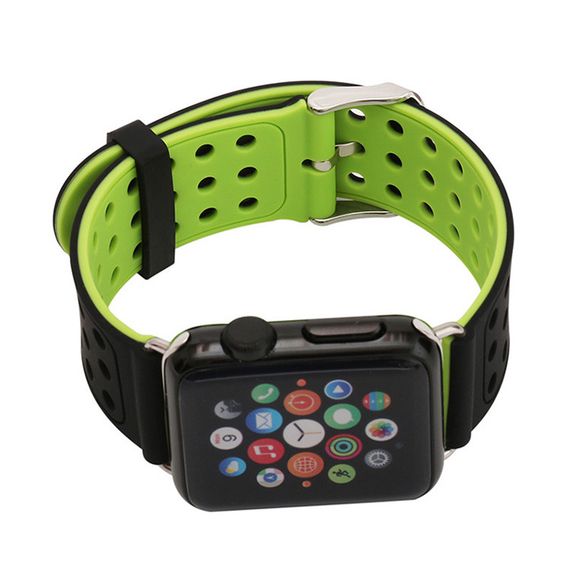 Двухсторонний ремешок с перфорацией Primo для Apple Watch 38mm / 40mm / 41mm - Black&Green