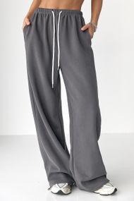 Утеплені однотонні спортивні штани - темно-сірий цвет, L (є розміри)