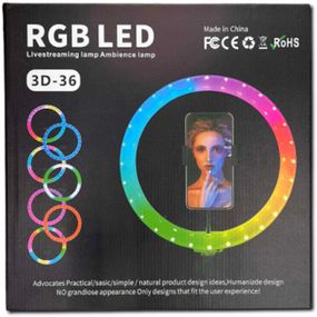 Кільцева LED лампа RGB 36 кольорів XPRO 3D-36RGB USB 36см (40920-3D-36RGB_460)