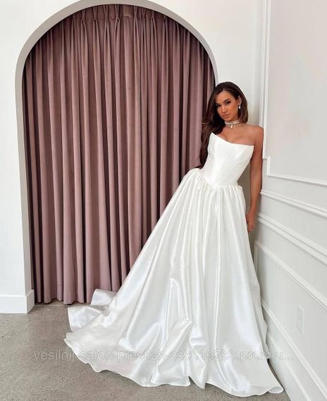 Атласна весільна сукня, розмір 48-50 | Зображення 1