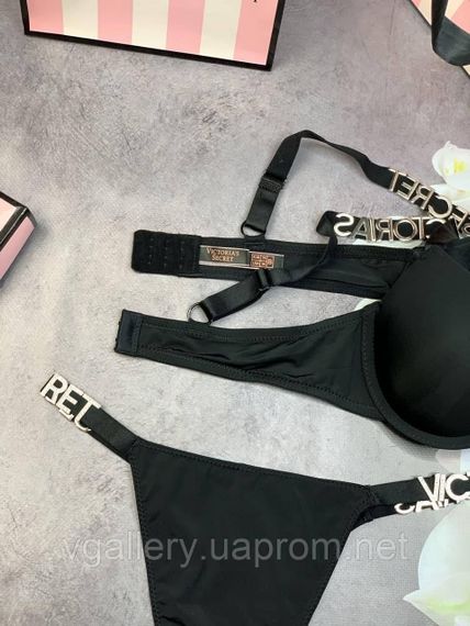 Набор женского нижнего белья Victoria's Secret Буквы со стразами - 85C -  Черный | Зображення 6