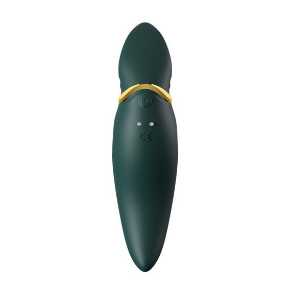Вібратор 2в1 з язичком Zalo — Hero Jewel Green, кристал Swarovski | Зображення 4