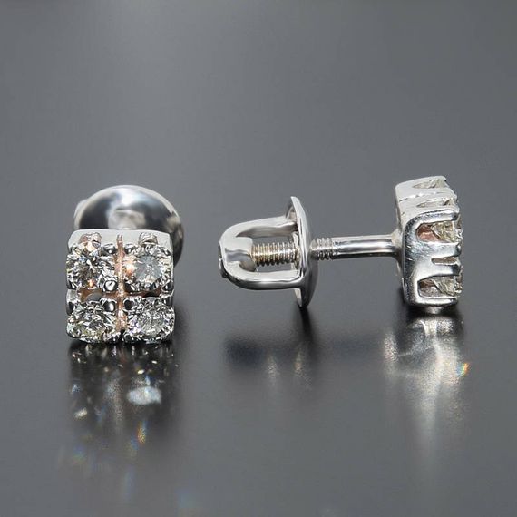 Серьги гвоздики из белого золота с бриллиантами | Зображення 1